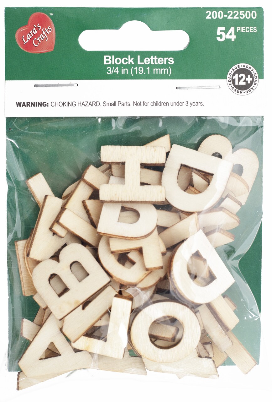 CousinDIY Unfinished Wood Alphabet Blocks 54/Pkg-0.75"